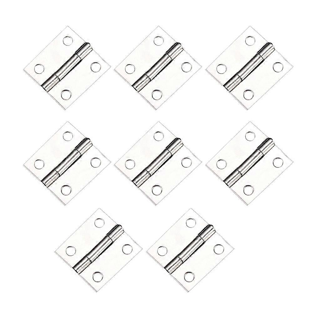 8Pcs Small Thick Metal Folding Butt Hinge for Cabinet Door Silver