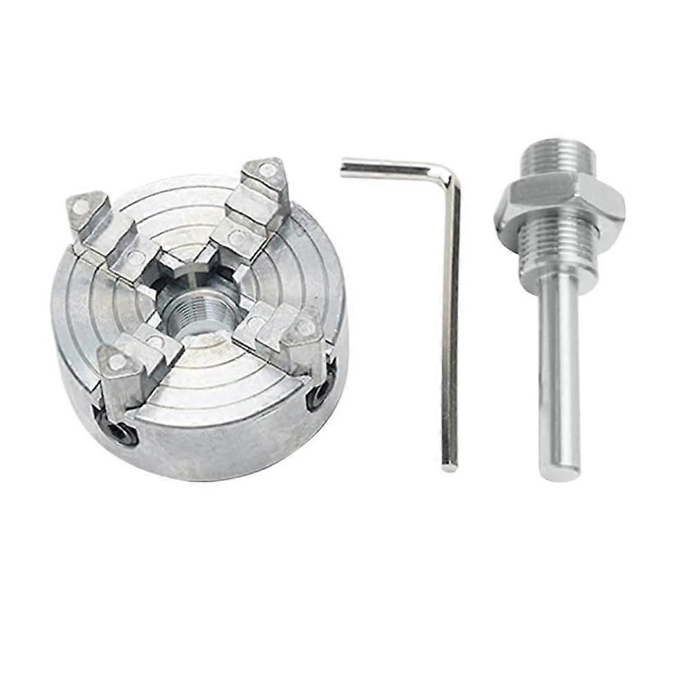 1pc Zinc Alloy 3Jaw 4Jaw Chuck Connecting Rod Self Centering Wood Turning Chuck Optional Clamp Accessory For Mini Metal Lathe(4 Jaw Chuck Set)