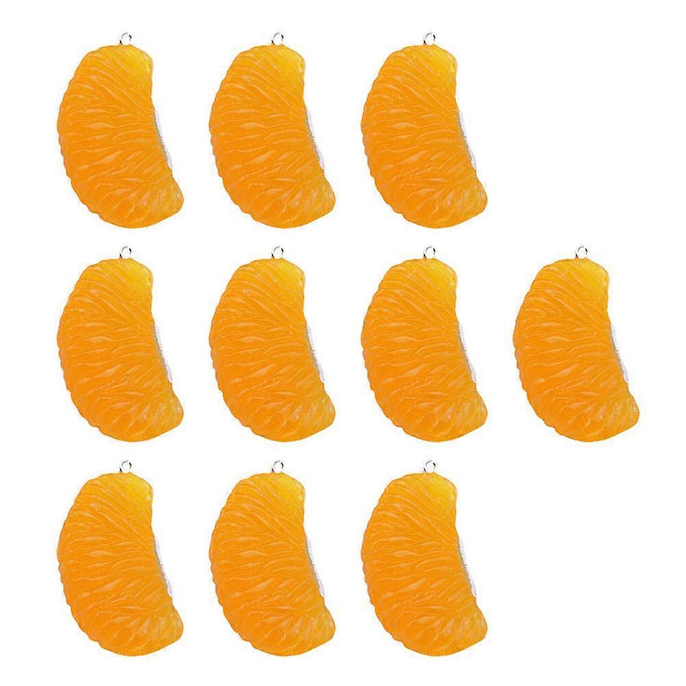 Keychain Fruit Pendant Resin Fruit Slice Shape Diy Projects Orange Material Alloy Decorative 10Pcs