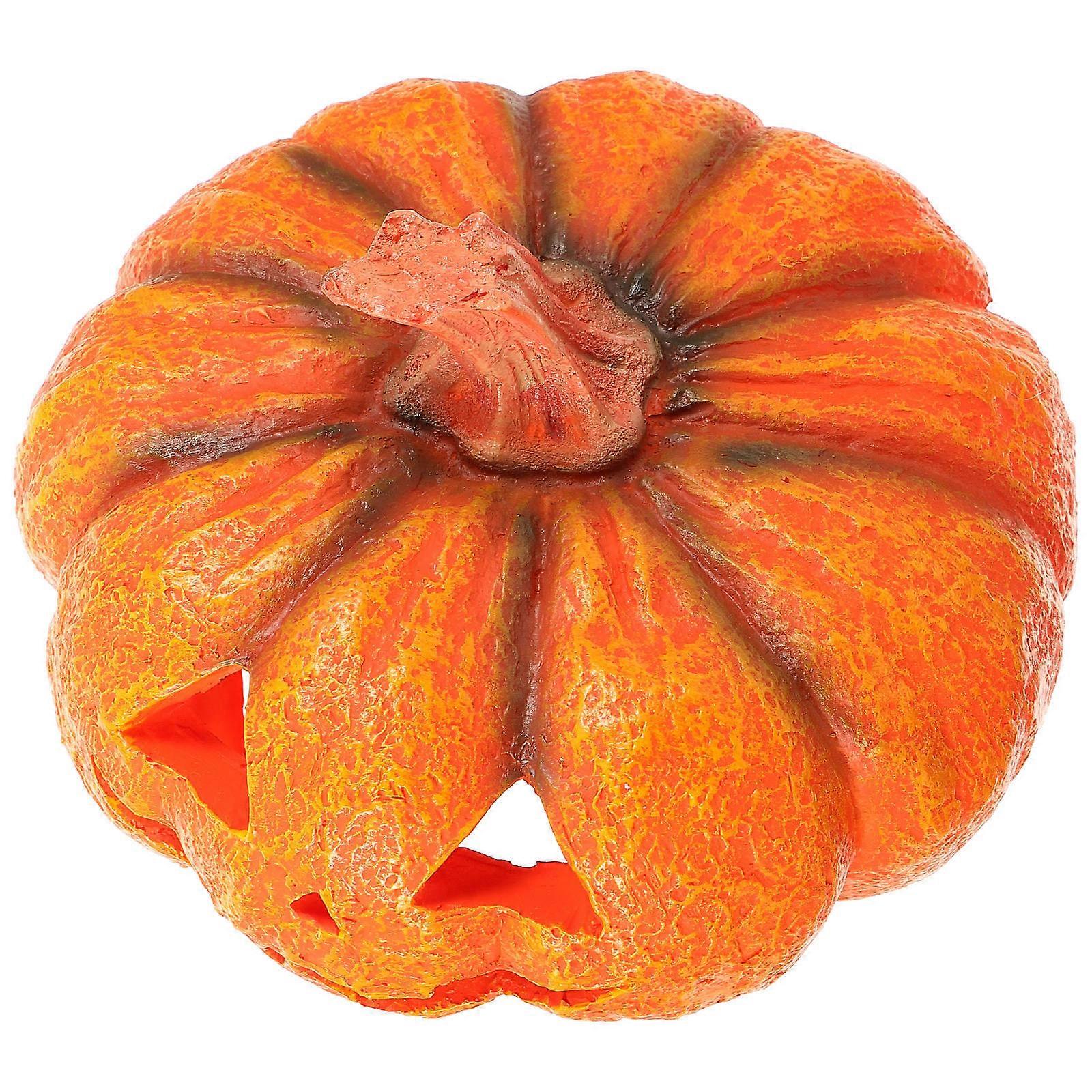 Reptile Hiding Place Pumpkin Shaped Hideout Pet Habitat Resin Orange Shelter 1Pcs