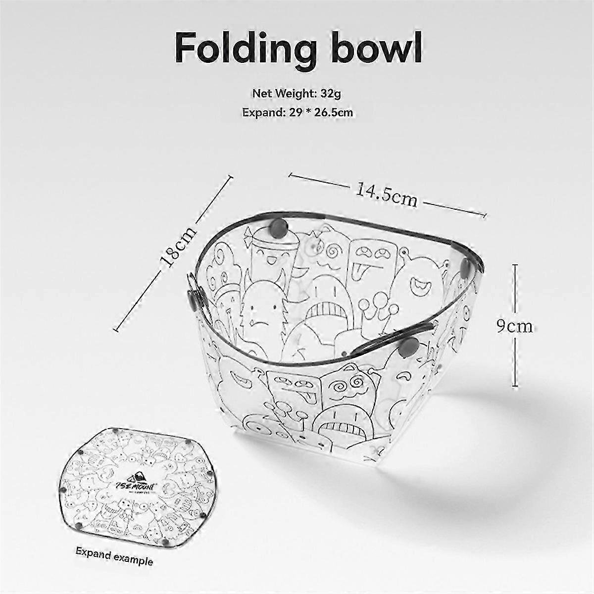 Folding Bowl Set of 4 Pieces, Portable Mess Kit with Food Grade Material for Family Picnic and Lunch