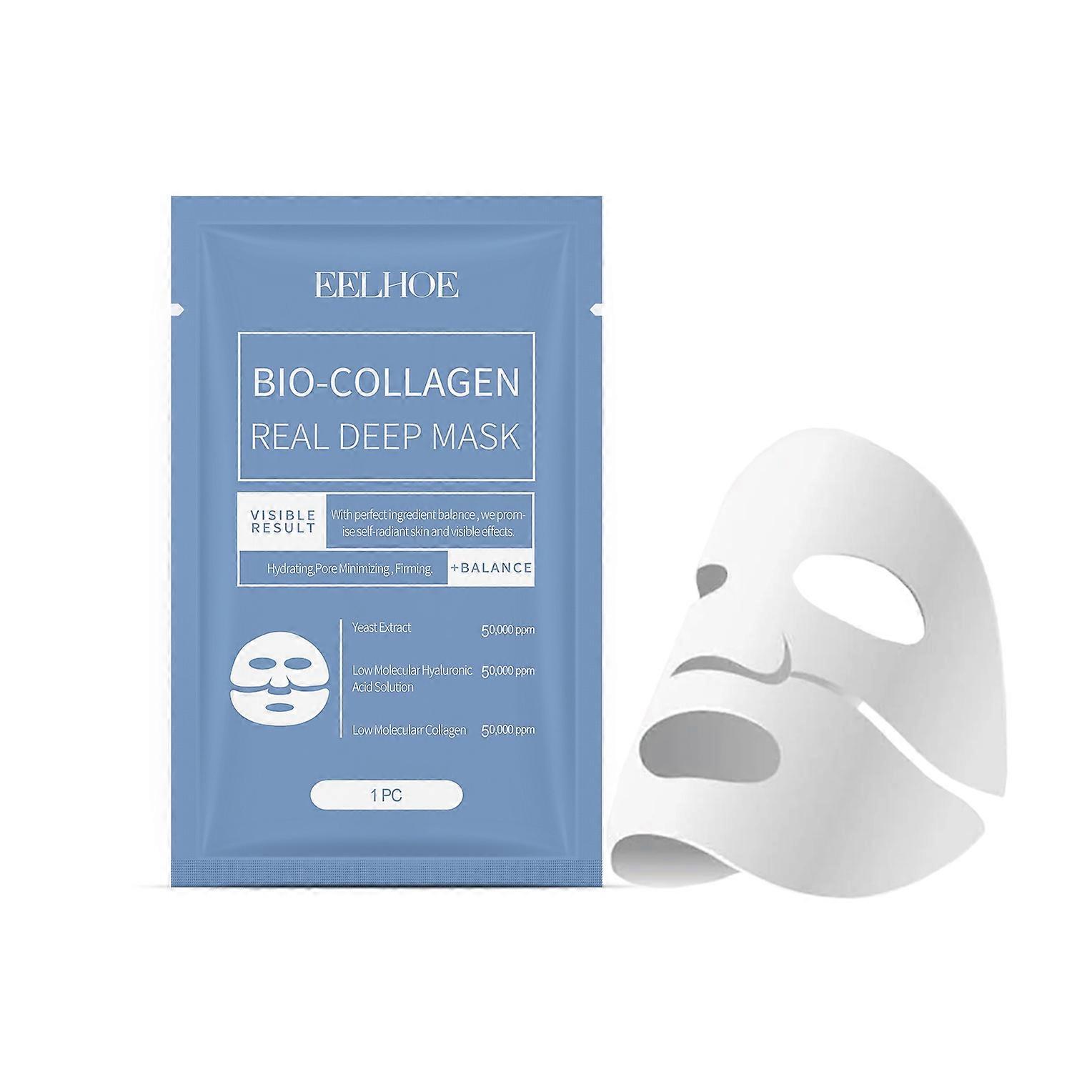 1-6x EELHOE 1PC قناع عميق حقيقي Bio-Collagen قناع هيدروجيل مرطب بين عشية وضحاها لتقليل المسام