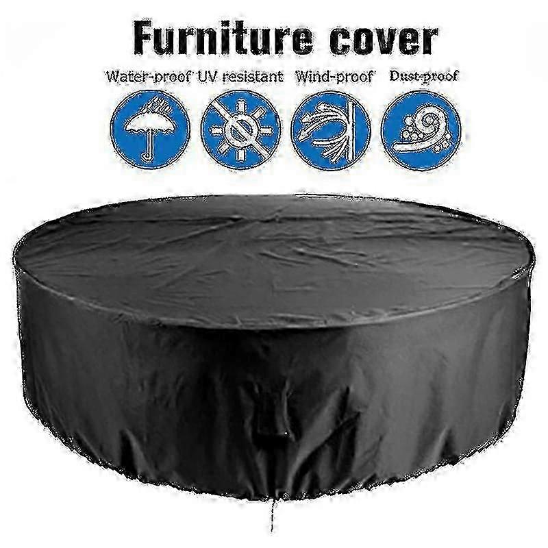Waterproof UV-Resistant Round Patio Table Cover, Durable Canvas Outdoor Use, Dustproof Fade-Resistant