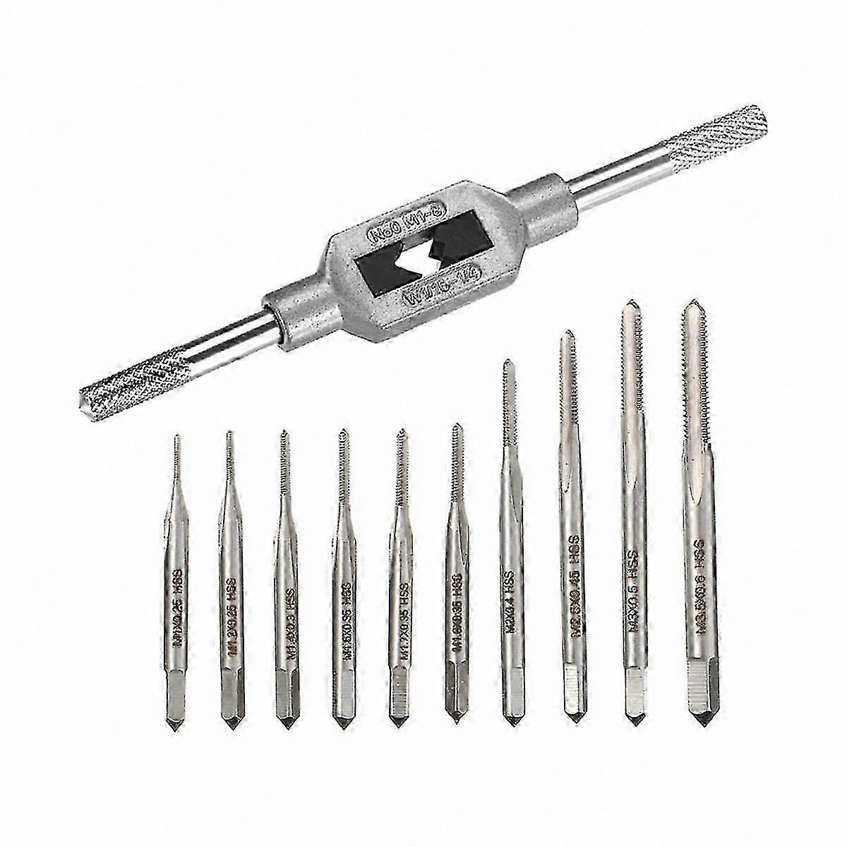 10Pcs Mini Metric Thread Taps M1-M3.5 HSS Hand Tool Set for Precision Screw Drilling
