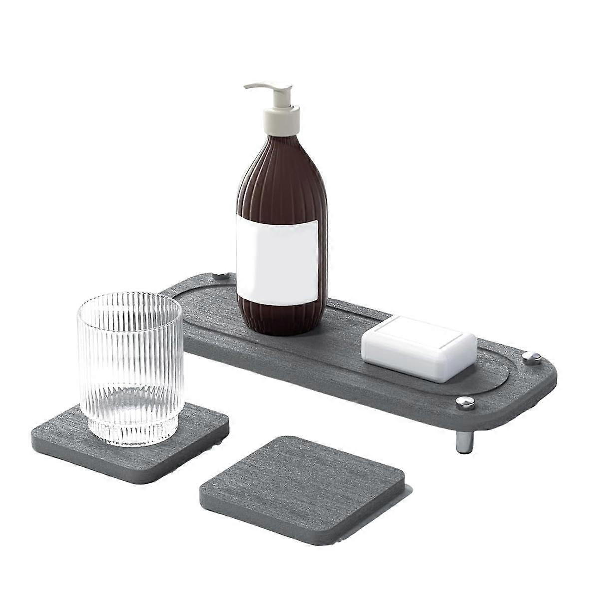 Instant Quick Dry Sink Kitchen Organizer Tidy, Stone Sink Tray Under Diatomaceous Earth Absorbing S