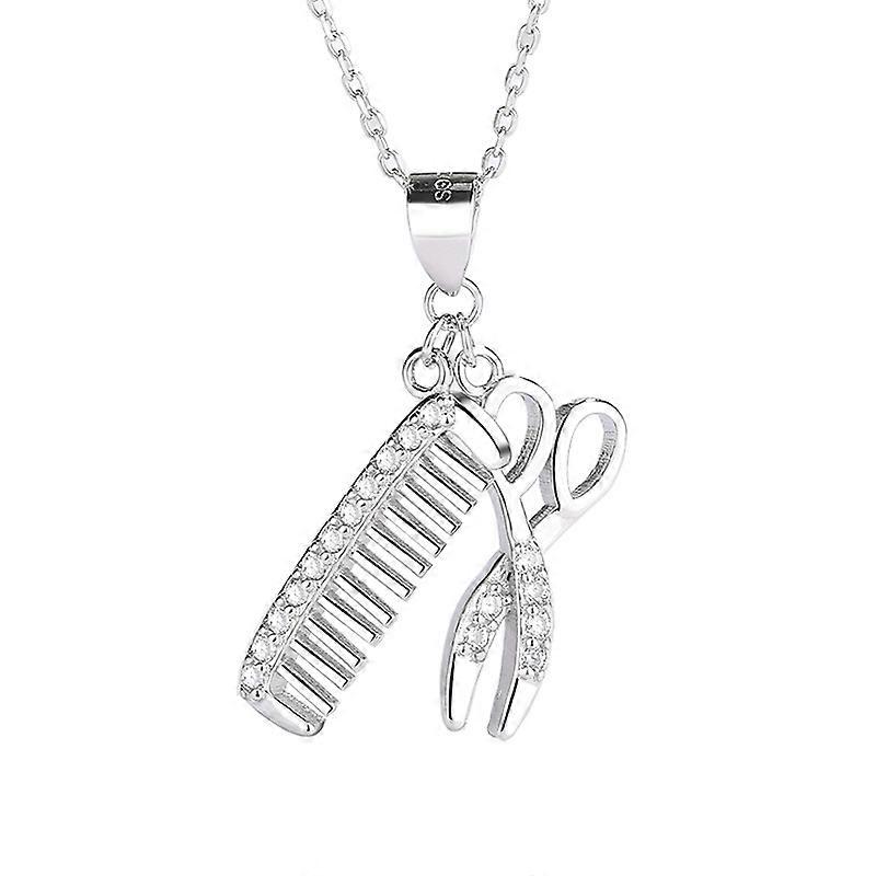 שרשרת, 925 מספריים כסף סטרלינג מסרק שרשרת סוודר שרשרת צווארון תליון לנשים