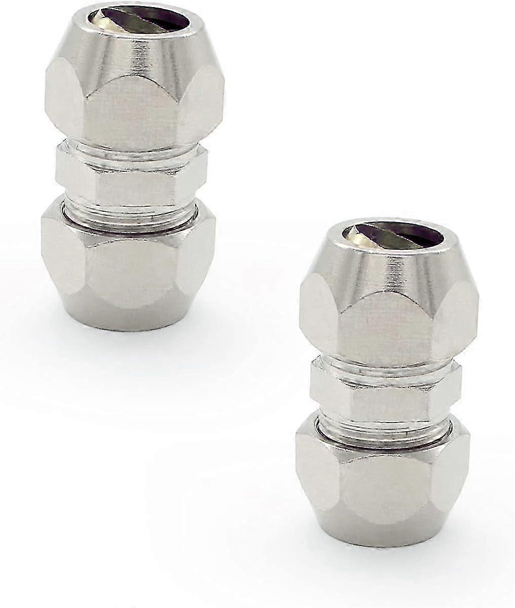 2025 Latest Model 2 Pieces 10MM Compression Ferrule Hose Connector, Silver Pneumatic Hose Fitting,