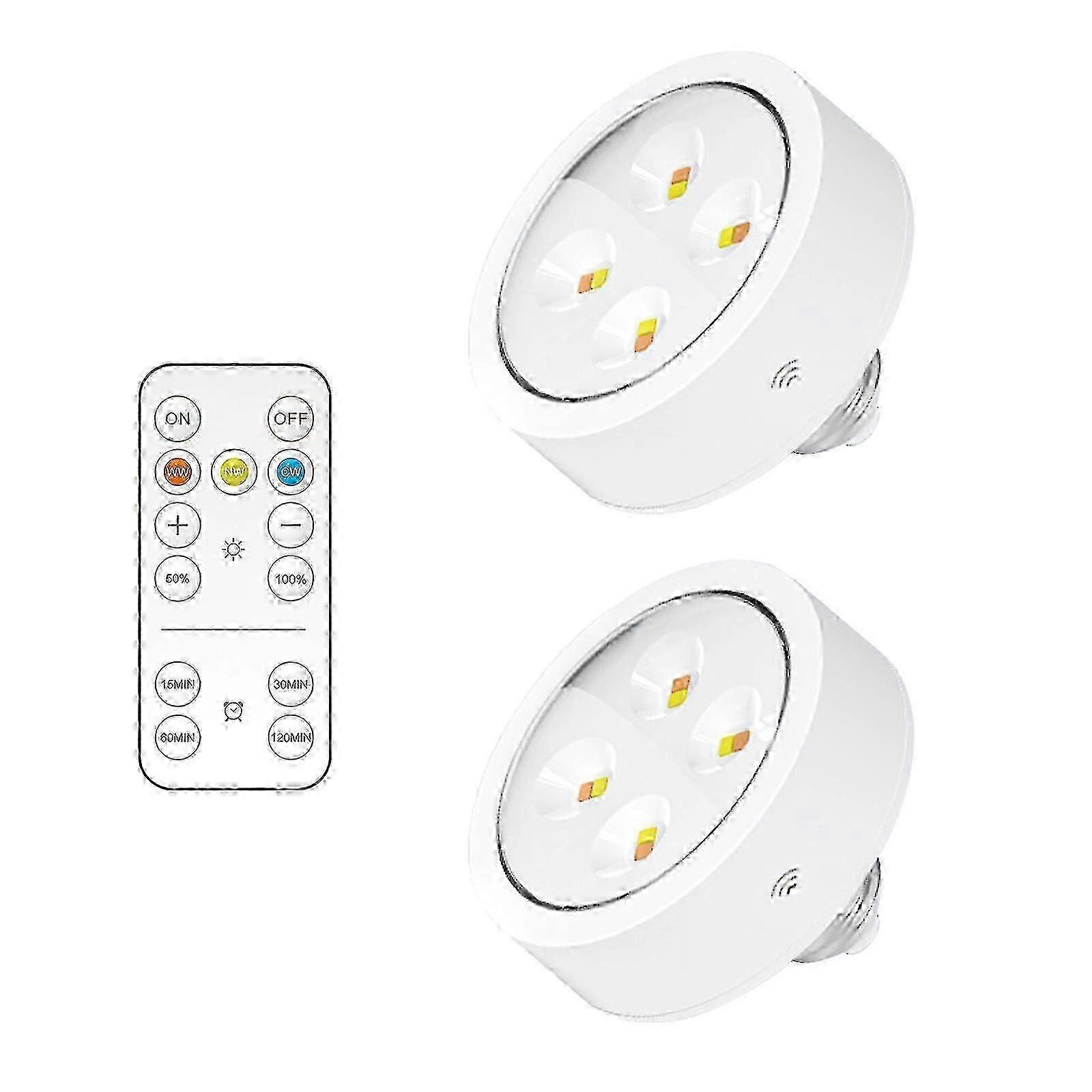Battery Operated LED Light Bulb with Remote, E26 Screw-in AA Powered Wireless Bulb for Wall Sconces, Cabinets, Stairs