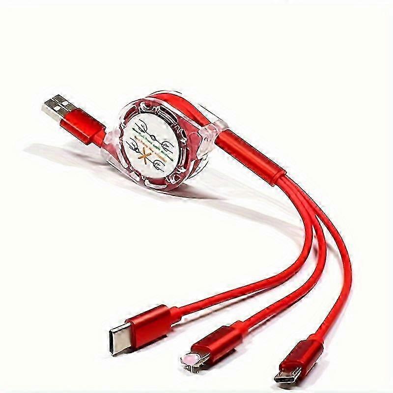 3in 1 Suitable for iPhone TYPE-C Micro b telescopic one to three mobile charging cable charging cable 2025