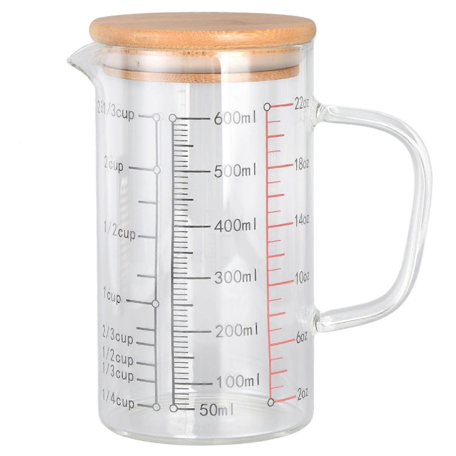 Glass Measuring Cup V Shaped Nozzle Clear Scale Comfortable Grip Borosilicate Glass Coffee Cups600ml