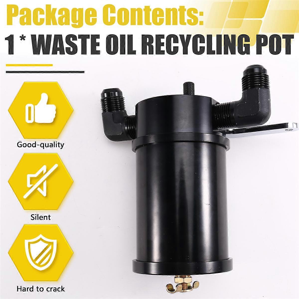 Oil Catch Can with Air Filter Vent Flat Head Waste Oil Recovery Can Automobile Parts