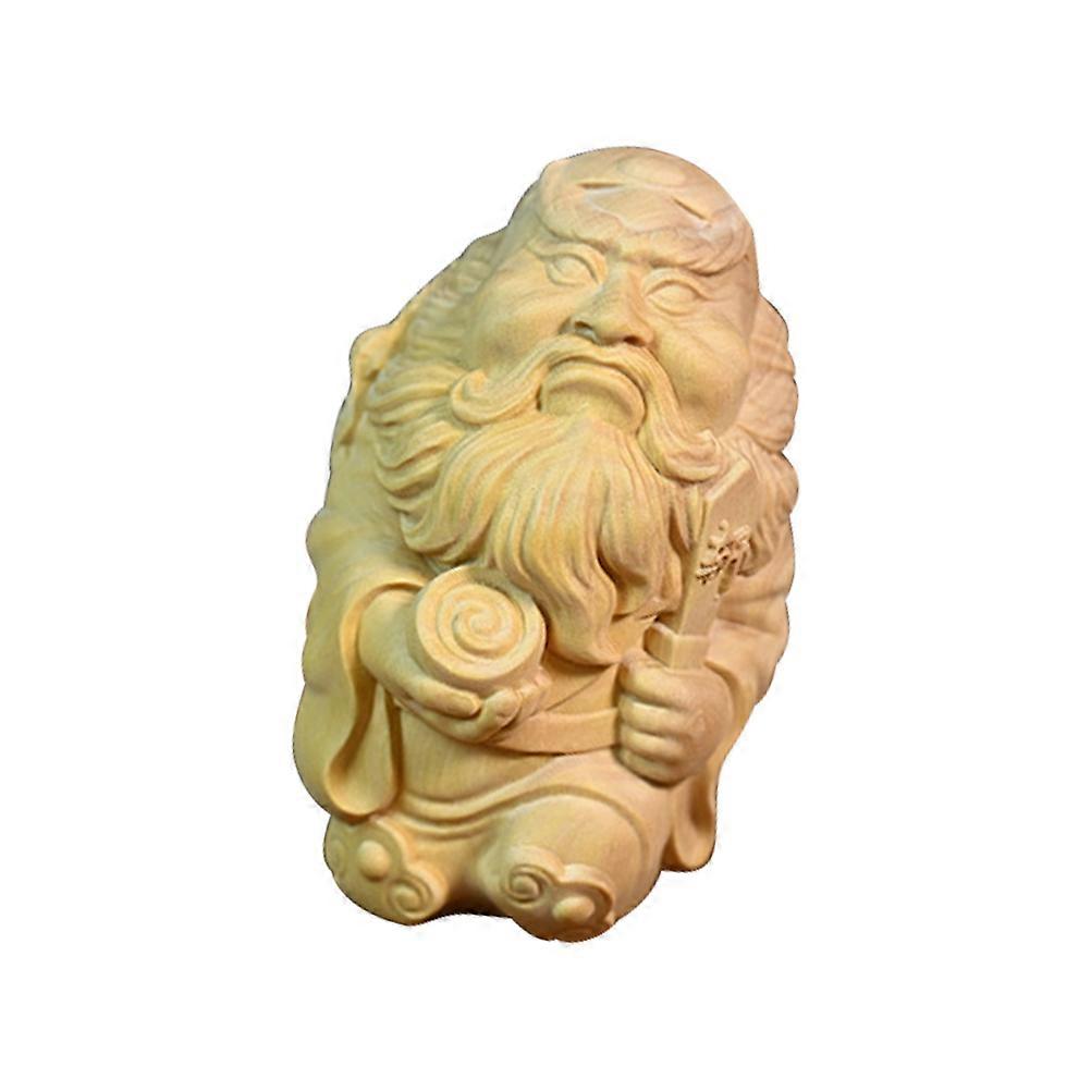 Wood Crafts Desktop Decoration Hand Carved Statue for Decor 2Pcs