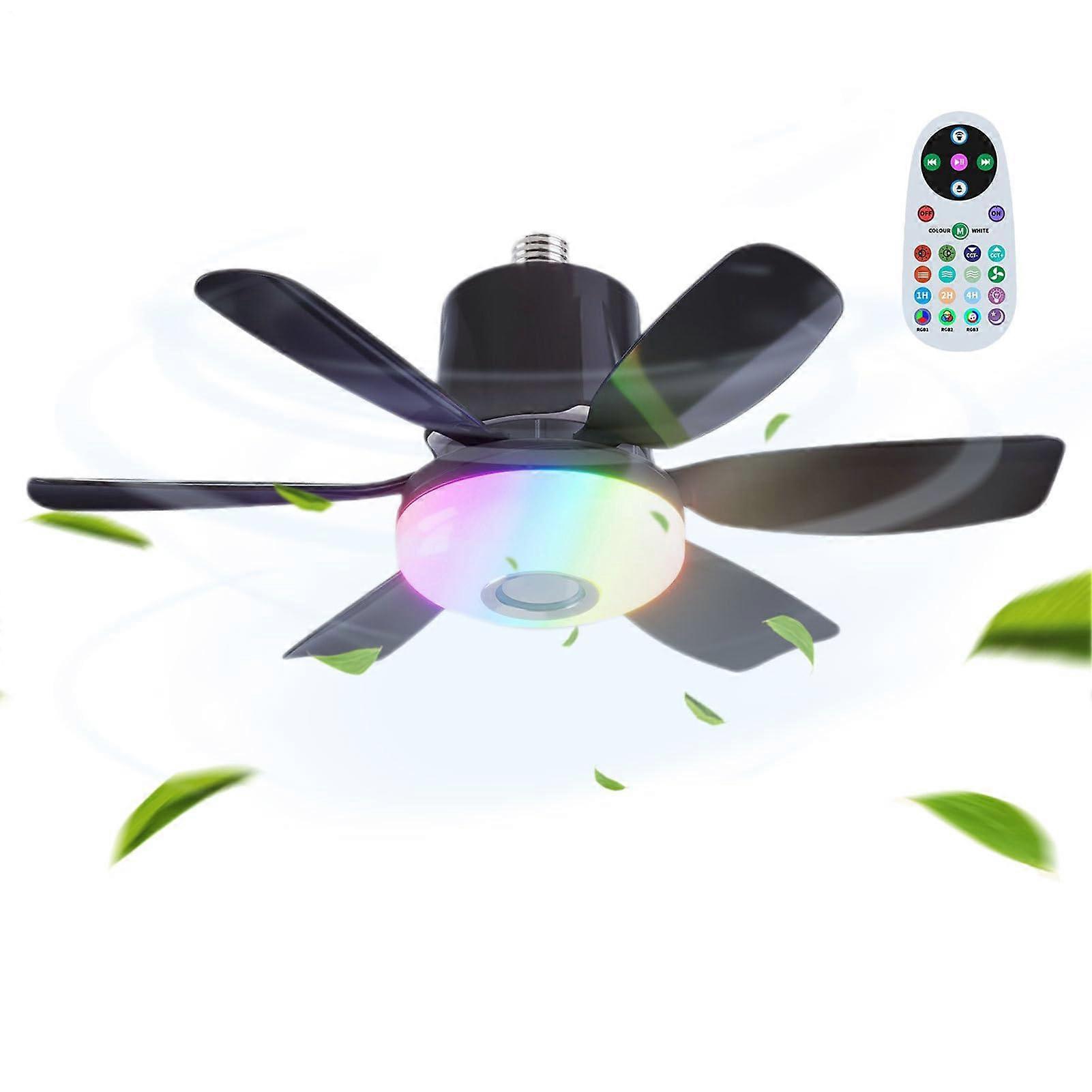 Ceiling Fans With Lights LED Ceiling Fan Remote Control 3 Speeds Quiet Dimmable BuiltIn Speaker Black Flush Mount Timer