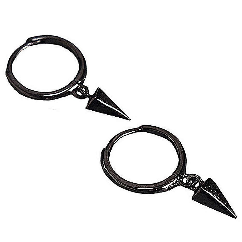 Black Geometrical Cone Silver Ear Drops for Decoration 1Pair Stylish