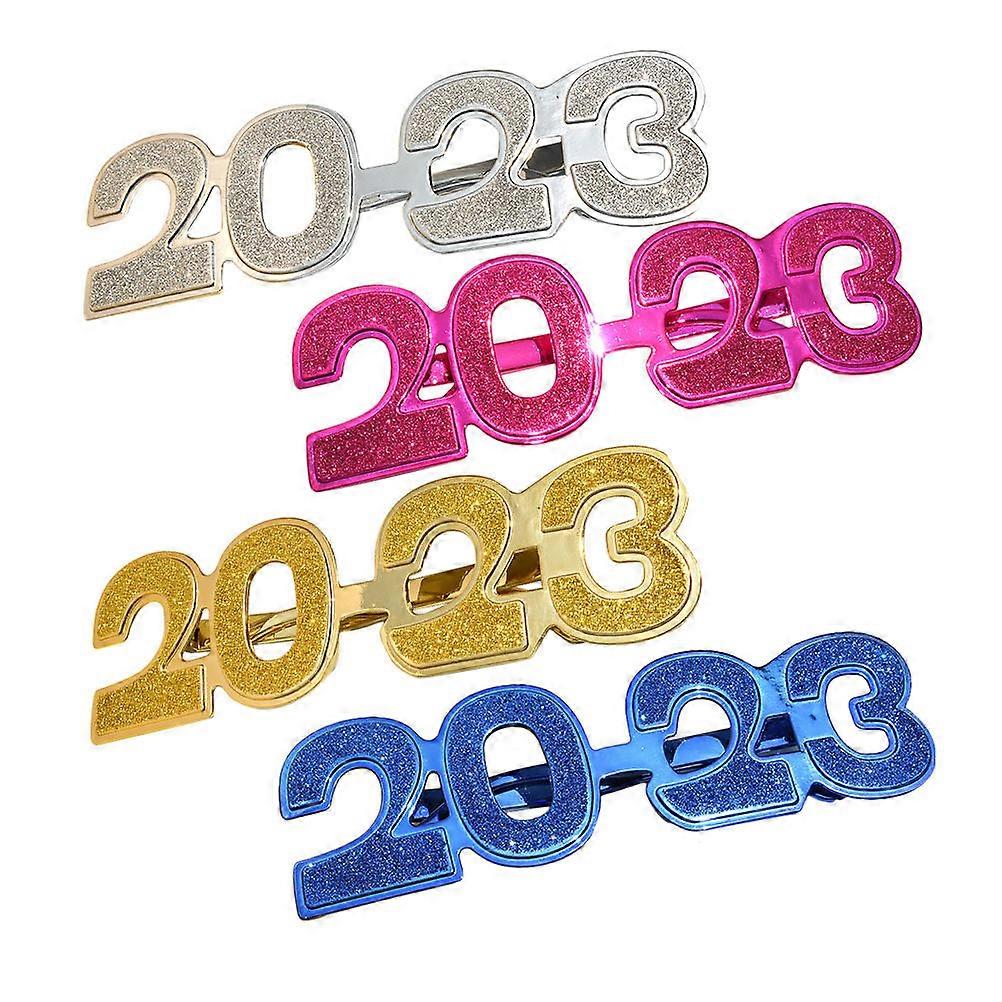 New Year Party Favors Using 4Pcs 2023 Number Glasses Photo Props