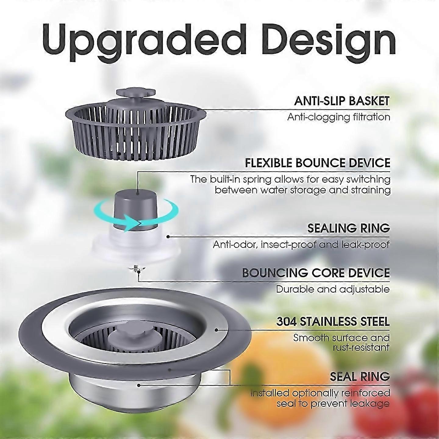 For 3 In1 Kitchen Sink Drain Strainer And Sink Stopper