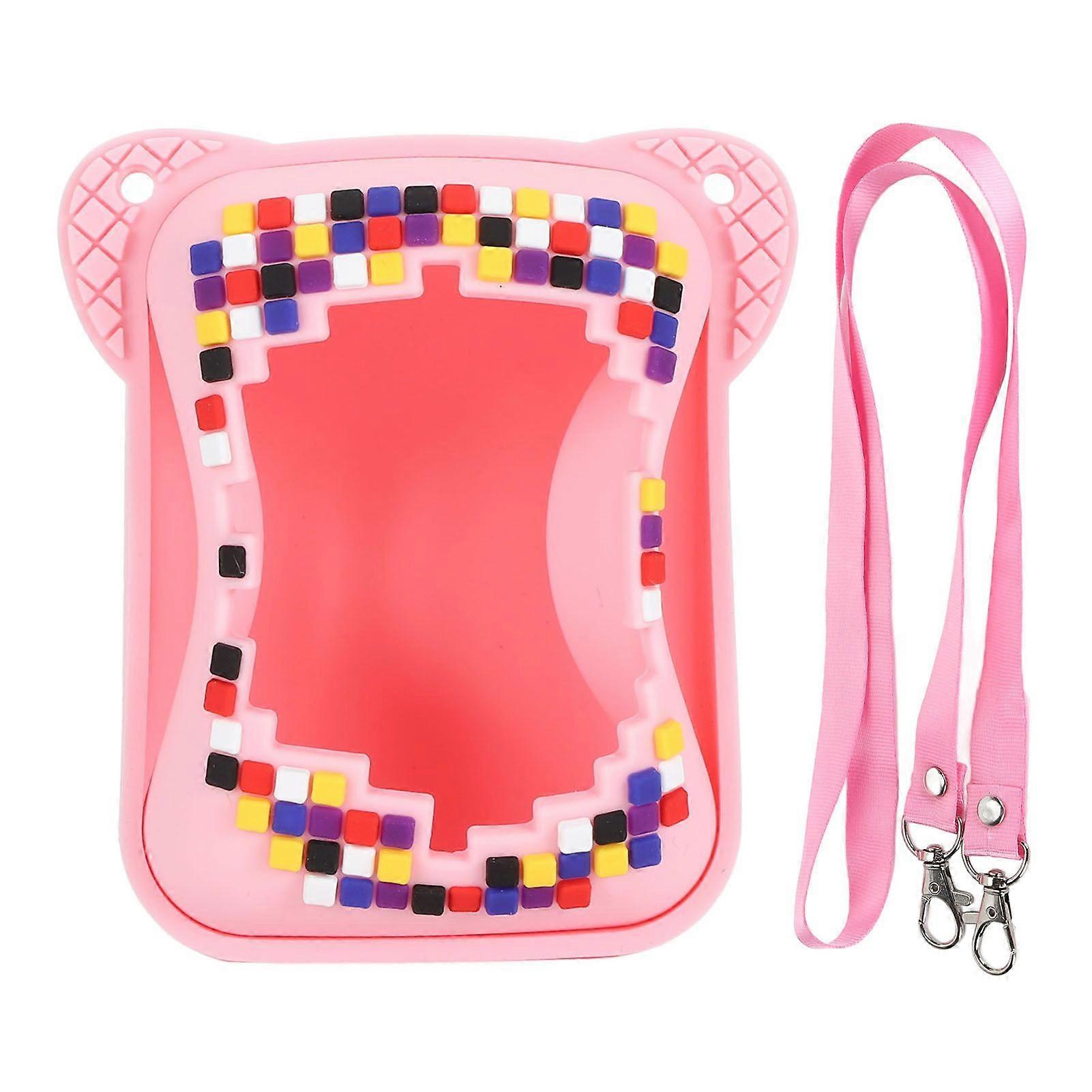 Silicone Cover Case for Bitzee Interactive Toy Digital Pet with Lanyard Scratch Resistant Electronic Pets Travel Storage Bag Pink