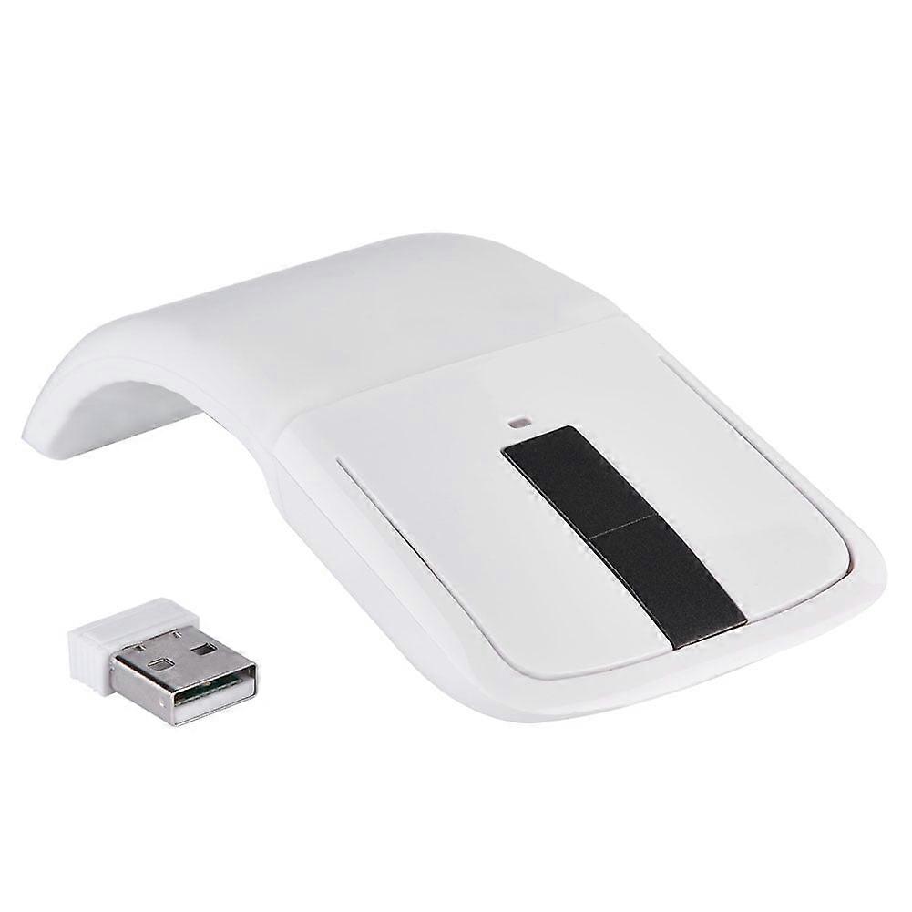 Wireless Mouse With Usb Mini Folding Mouse ,Flat Mouse,2.4GHz Foldable Wireless Arc Touch Mouse Mice USB Receiver For pc NoteBook TV[White]