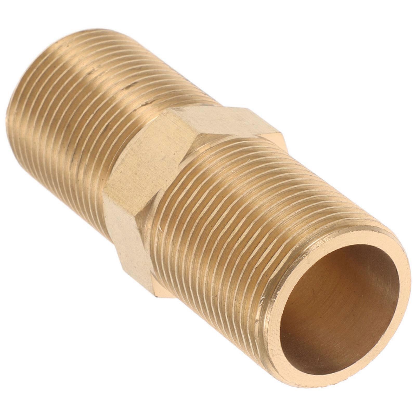 Water Hose Adapter Brass Connector Fitting Double Thread 2Pcs