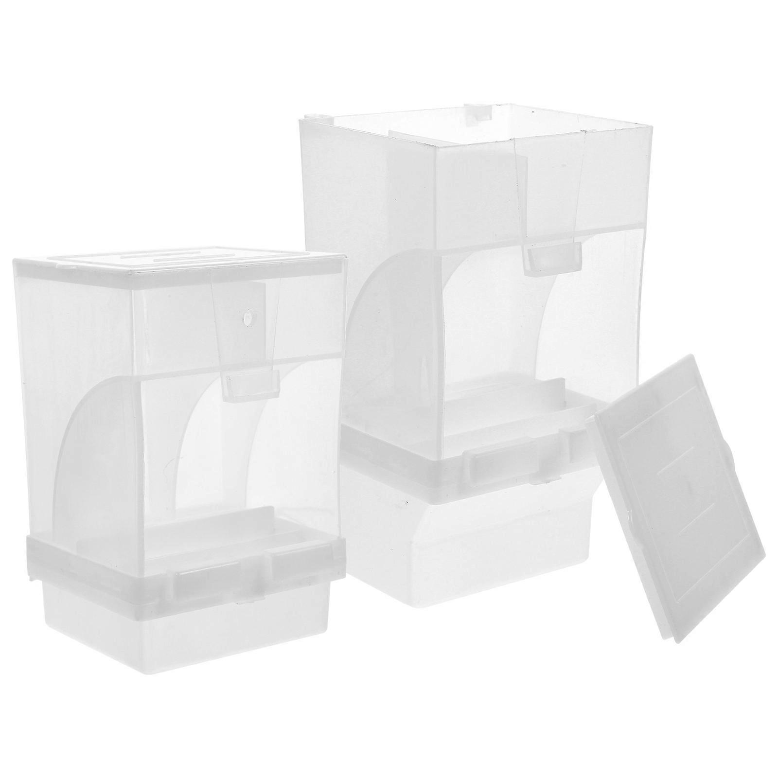 Parrot Automatic Feeding Cup for Bird Use 4Pcs Transparent Feeder Set