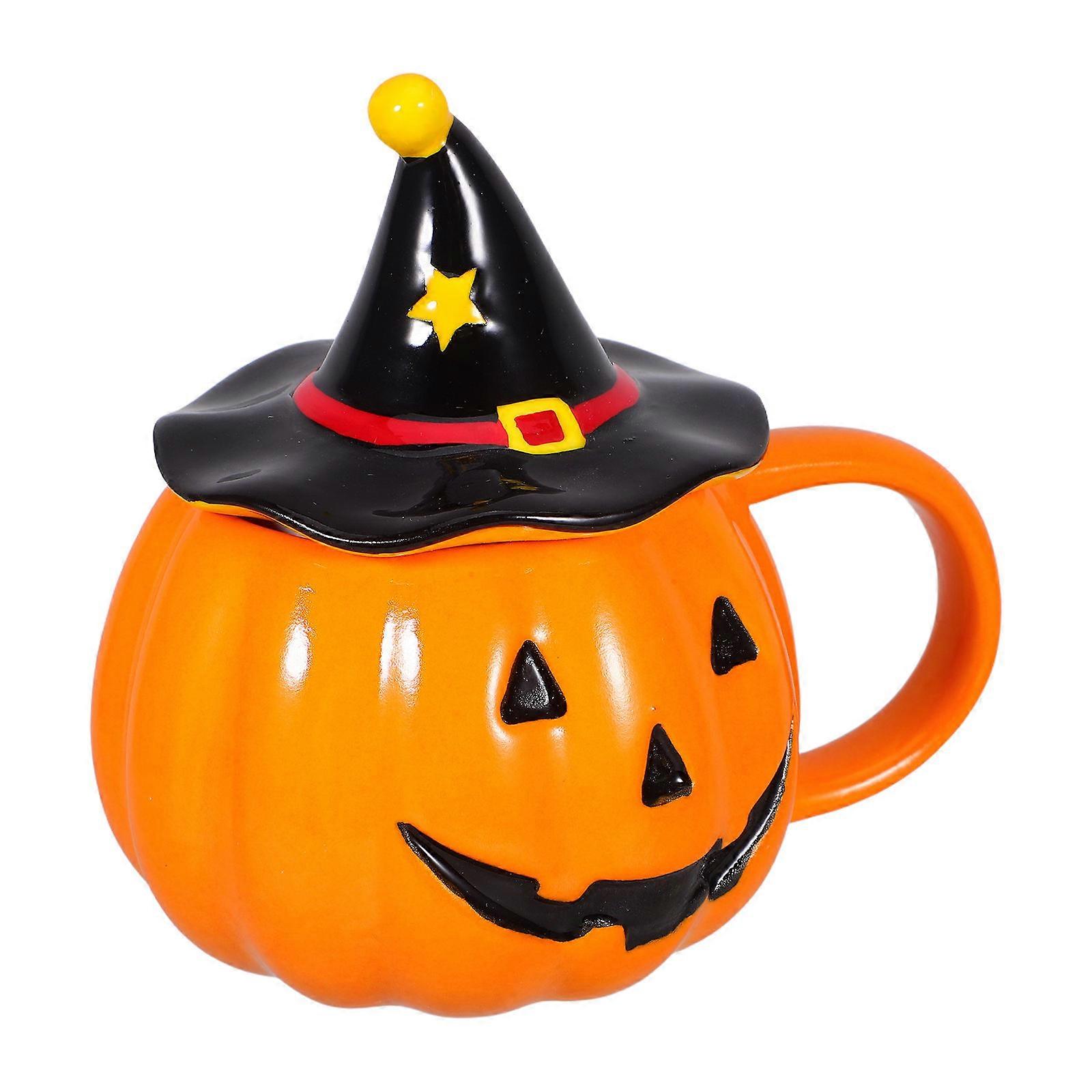 Ceramic Pumpkin Mug for Milk 3Pcs Halloween Orange Coffee Cup