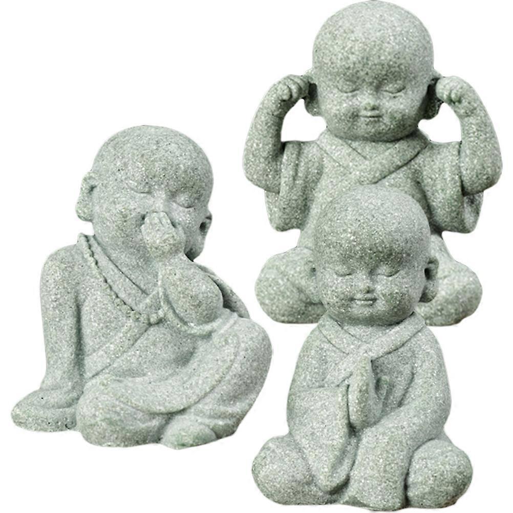 Small Buddha Statue Monk Decor for Tabletop Decoration 9Pcs Set