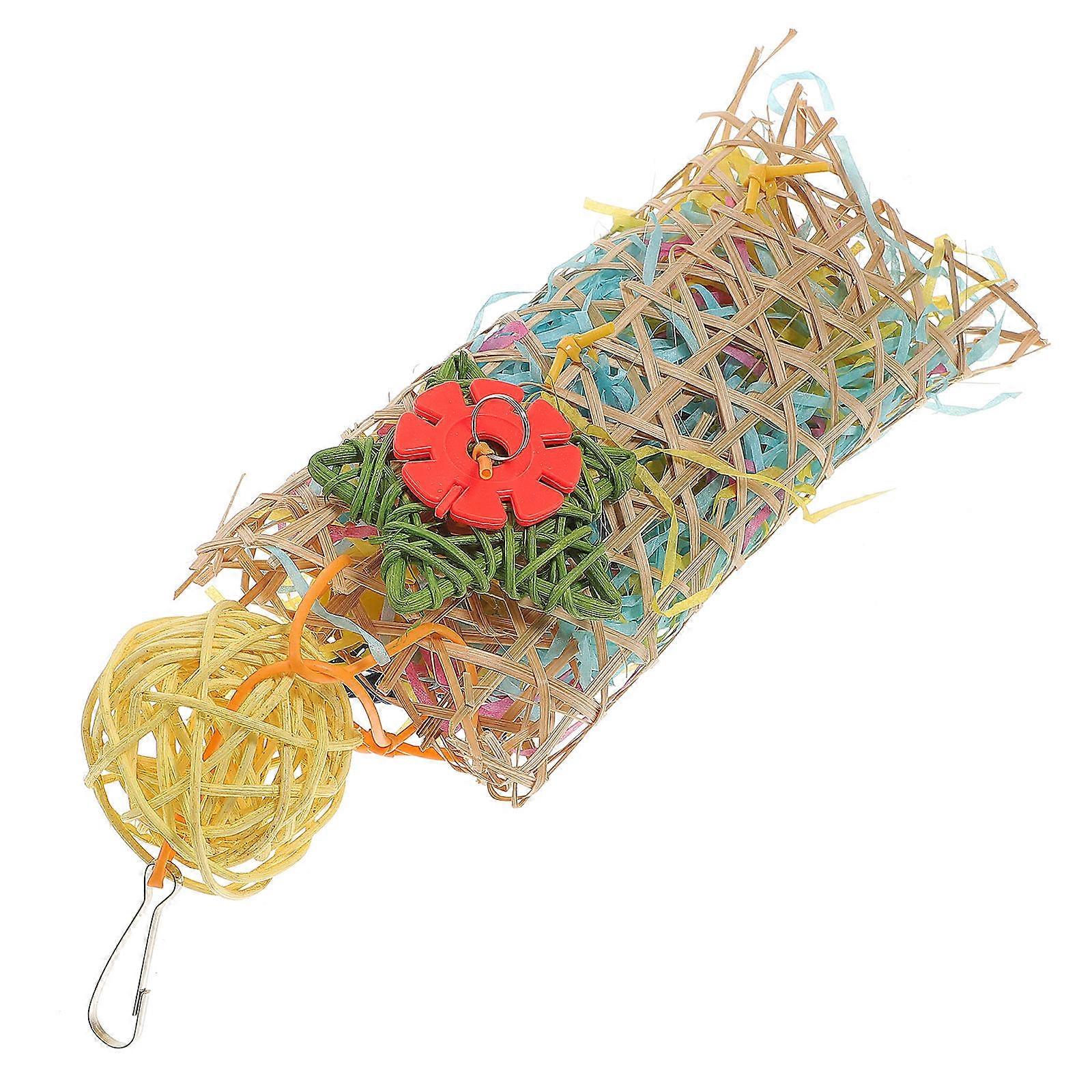 Birds Toy Bamboo Weaving Basket for Parrot Bite Playing 3Pcs Set