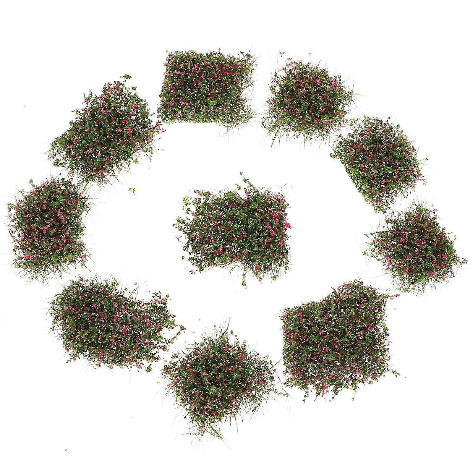 Simulated Grass Clusters Diy Cluster Modeling Materials for Terrariums Rosy Plastic Nylon Material with 10Pcs