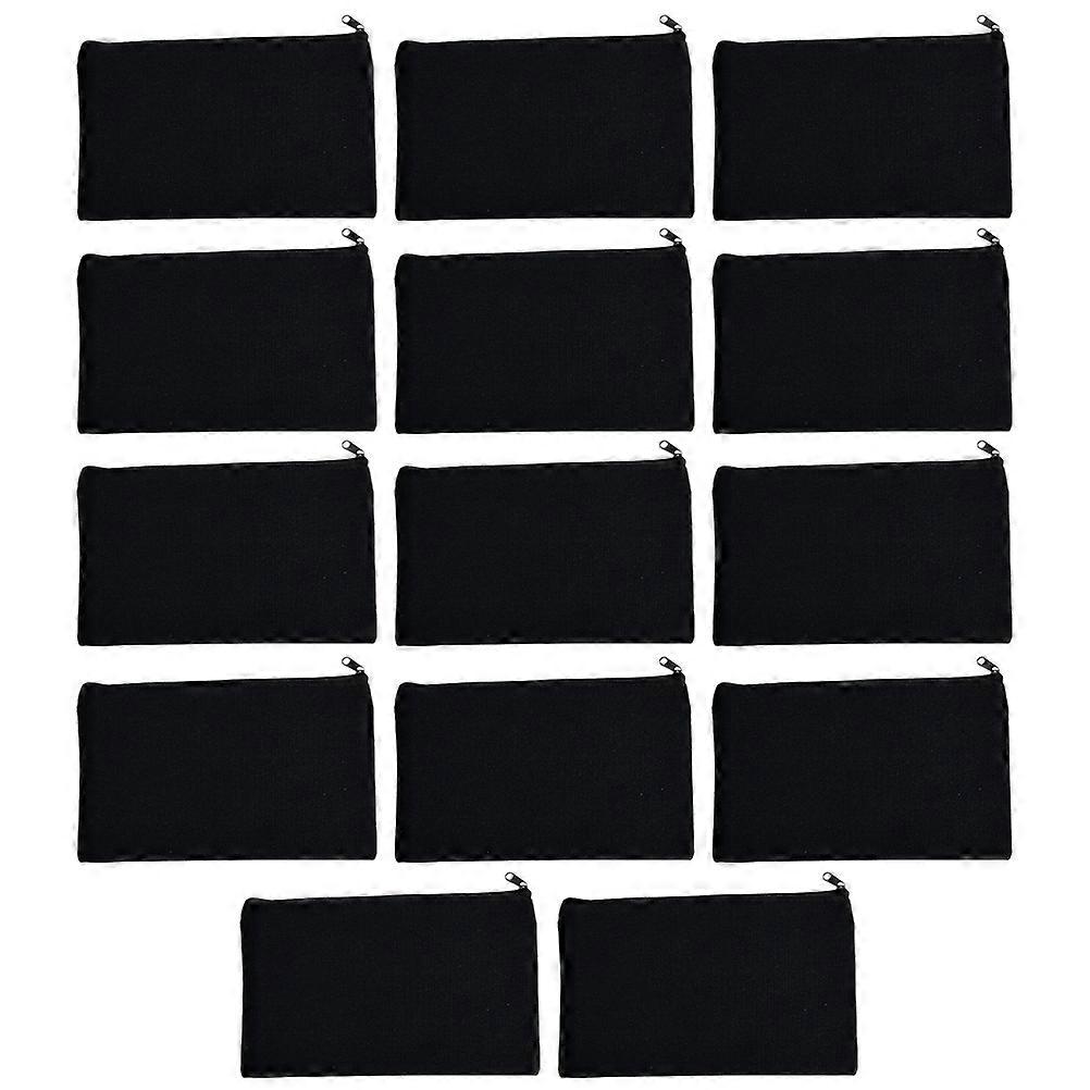 Canvas Pencil Bags Storage Zipper 28Pcs Black Color Pencil Pouches