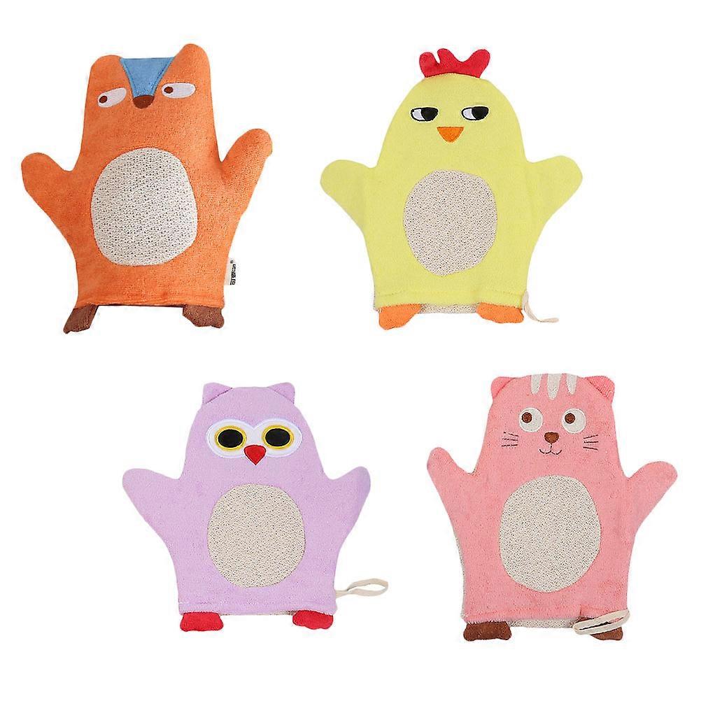 Children Bathing Gloves Comfortable Cotton 4Pcs Pack