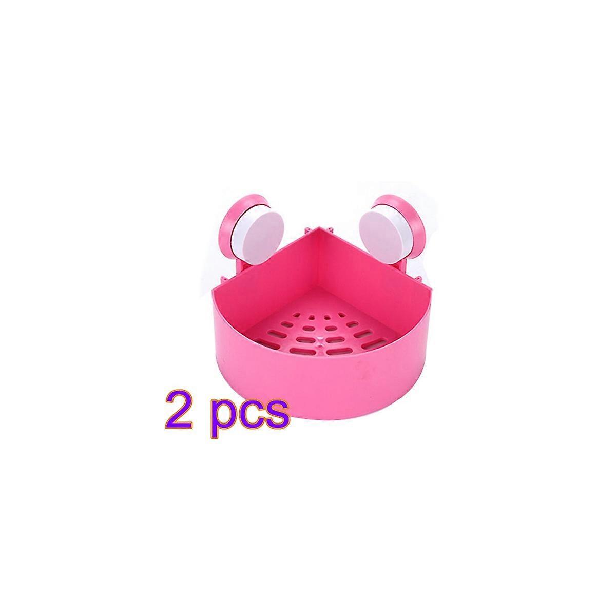 Bathroom Corner Rack Plastic Suction Cup Shelf for Kitchen Storage 2Pcs