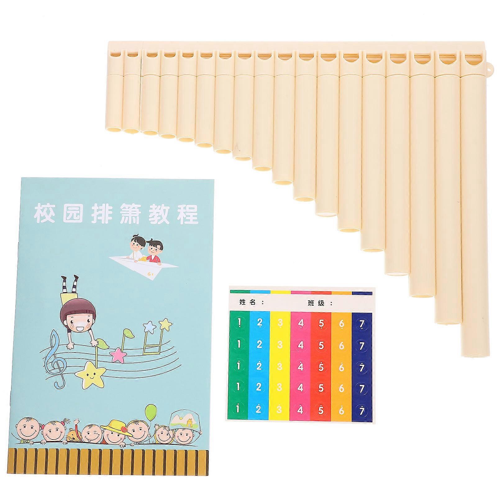 18-Panpipe Resin Pan Flute for Beginners with Easy 1Set Beige