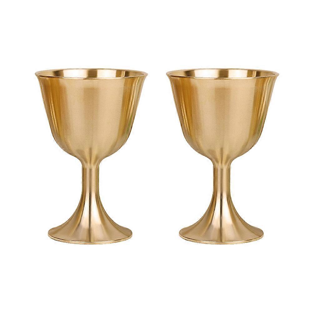 Brass Decor Wine Cups Round Base Home Decor Desktop Cup 2Pcs