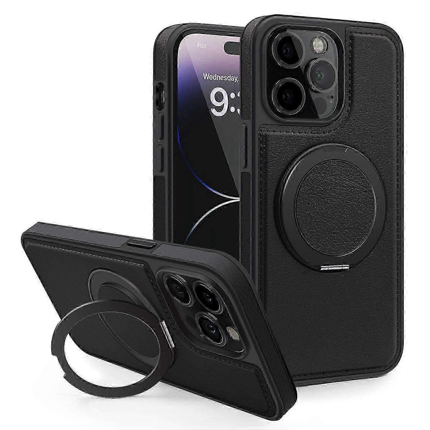 iphone 15 Pro Max Case Compatible With MagSafe,360 Rotatable Ring Stand-Brown