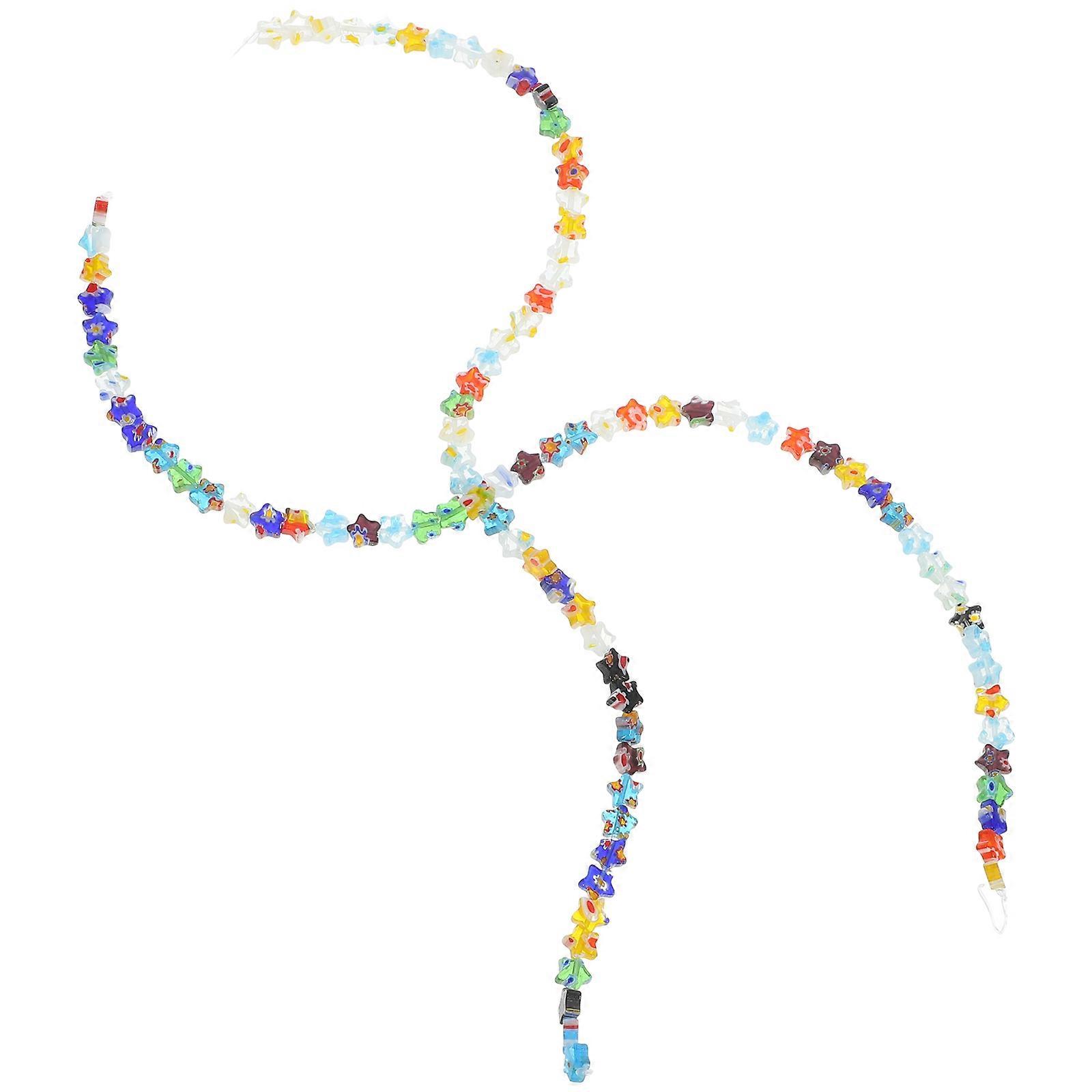 Decorative Five-Pointed Star Glass Beads for Jewelry Making 4 Strings