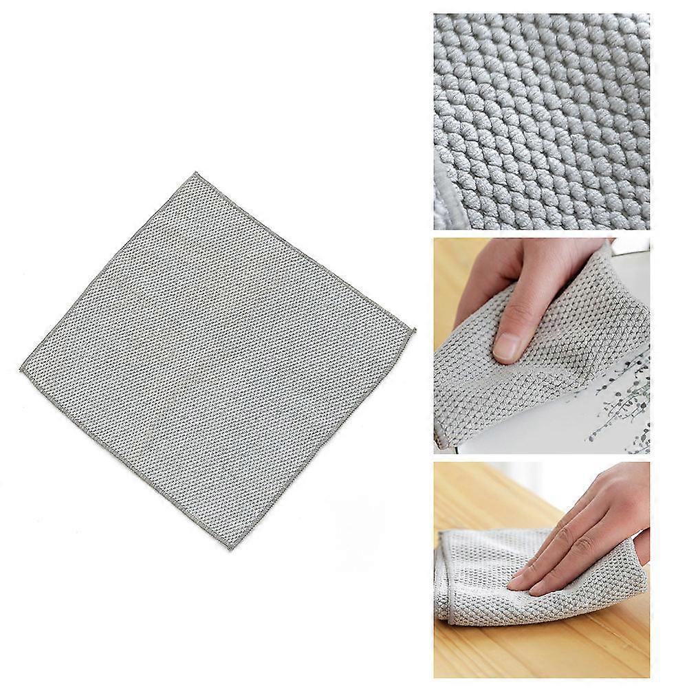 Absorbent Cleaning Rag for Kitchen Use 3Pcs Grey Thickened Cloth