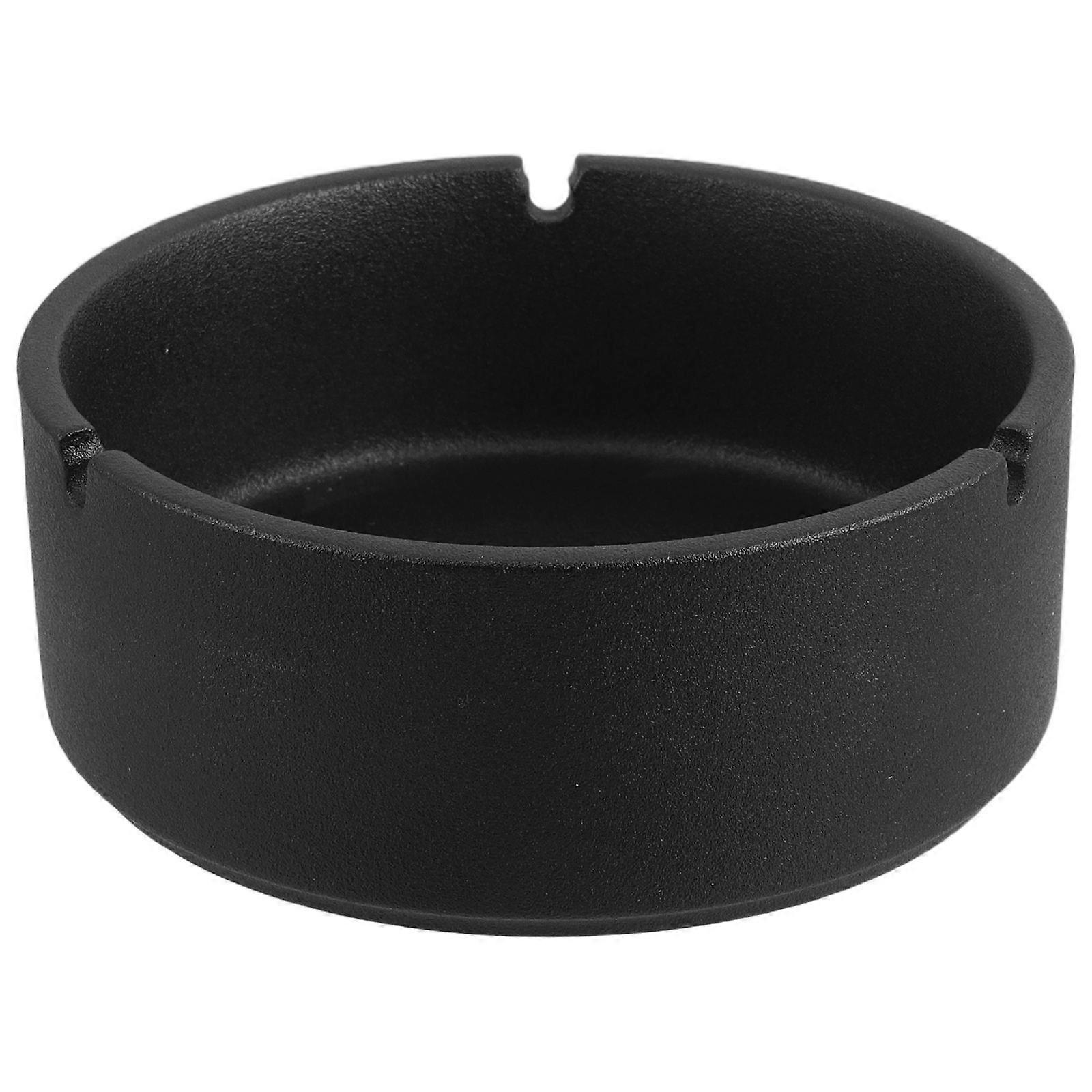 Black Ceramic Ashtray Round Ash Tray for Desktop Use 4Pcs Set