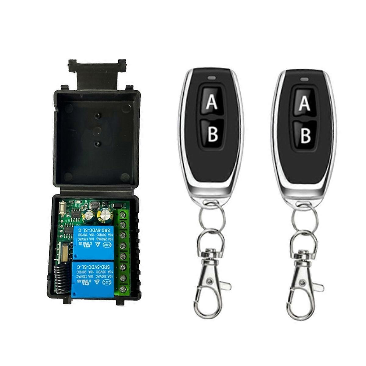 433MHz Remote Control DC6V-30V 2CH Relay Receiver with Remote Control for Garage Door Light Control