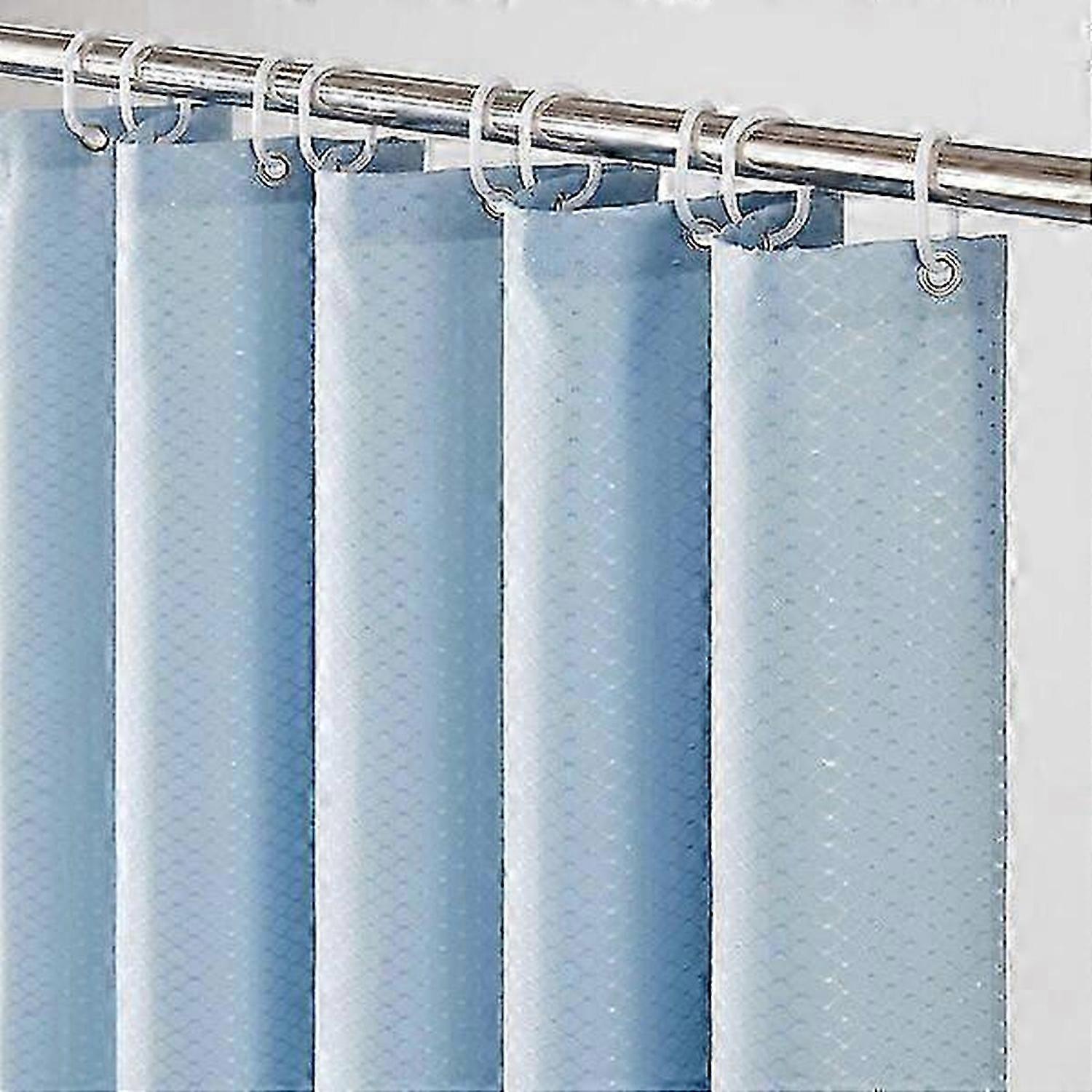 Shower Curtain 180x200cm 12 Hooks Waffle Weave Waterproof Mildew Resistant