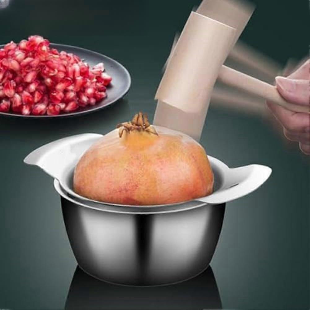 Pomegranate Peeler And Corer Stainless Steel Tool Non Slip Base Bowl Wooden Mallet Fruit Extraction Pomegranate Slicer