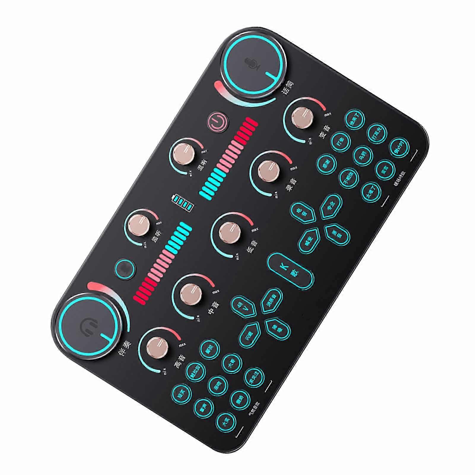 Portable Sound Card Microphone Set Metal ABS 1-Click Live Streaming