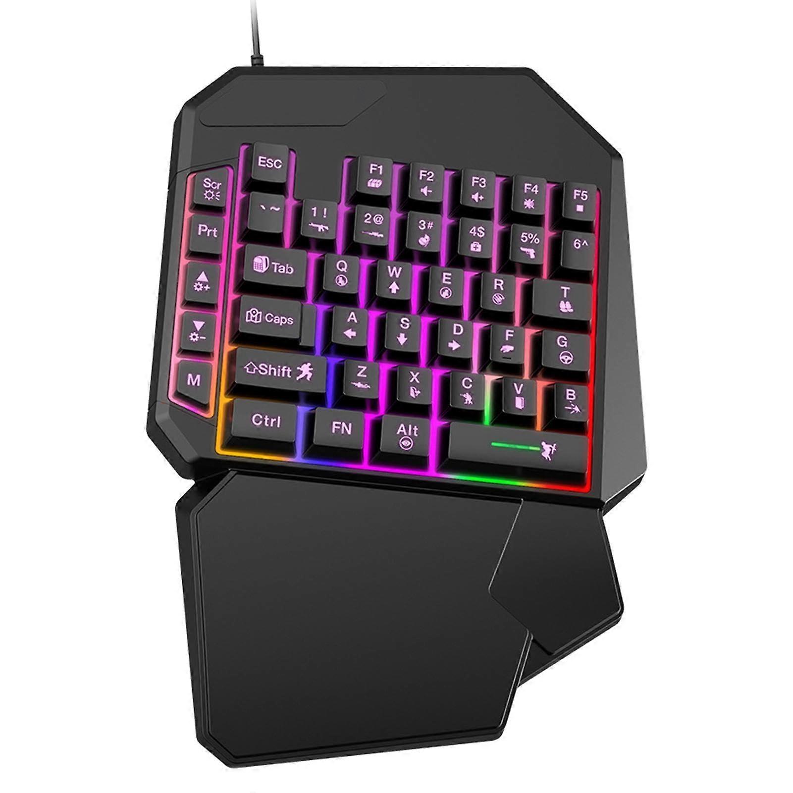 LED Backlit Hand Keyboard Wireless Lighting Keyboard LeftHanded Programmable Ergonomic Gaming Keyboard