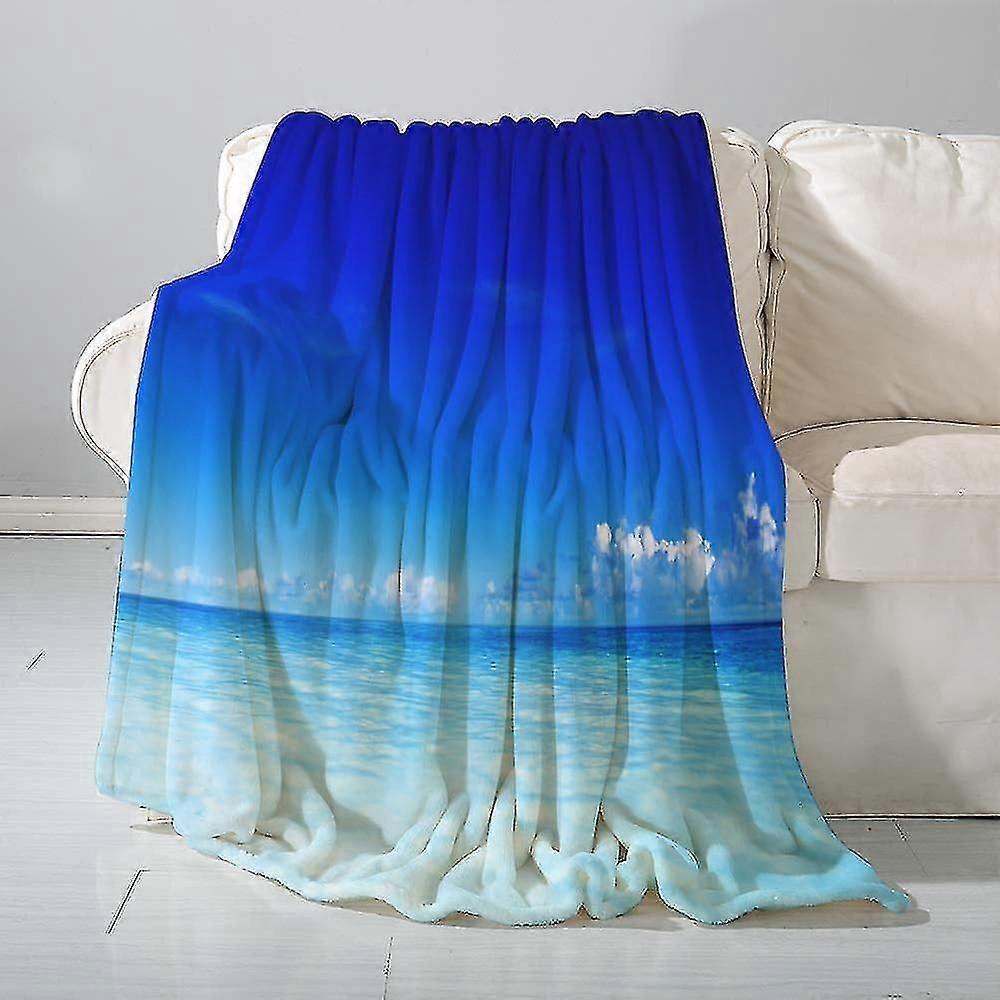 Blanket Flannel Blanket Sofa Throwocean Scenery Deep Sea Beach Hot Summer Themed Photo- Versatile Blanket Fluffy Soft Throw For Bed And Couch Throw/si