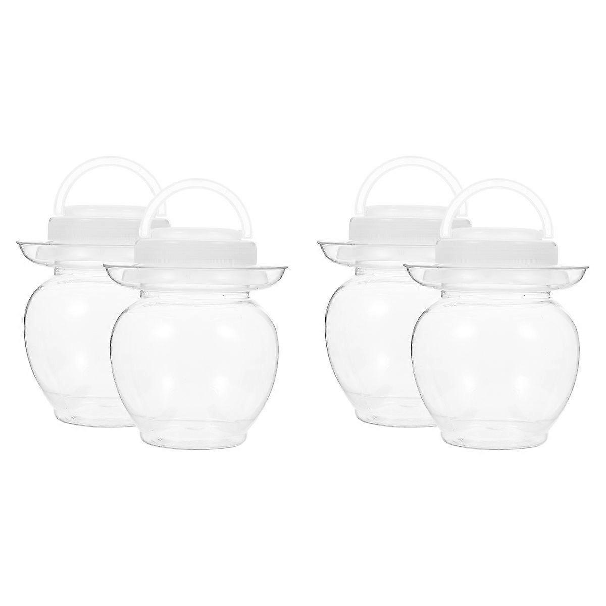 4 Pcs  Transparent Pickle Jars Multi-function Storage Jars Household Pickle Holders