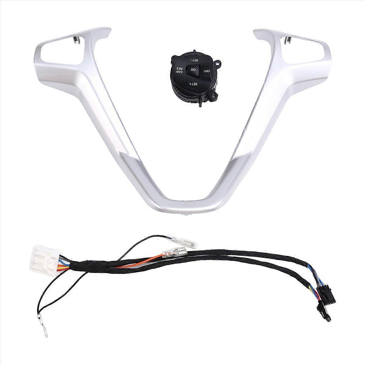 Car Frame Panel Steering Wheel Cover+Cruise Control Buttons for Ford