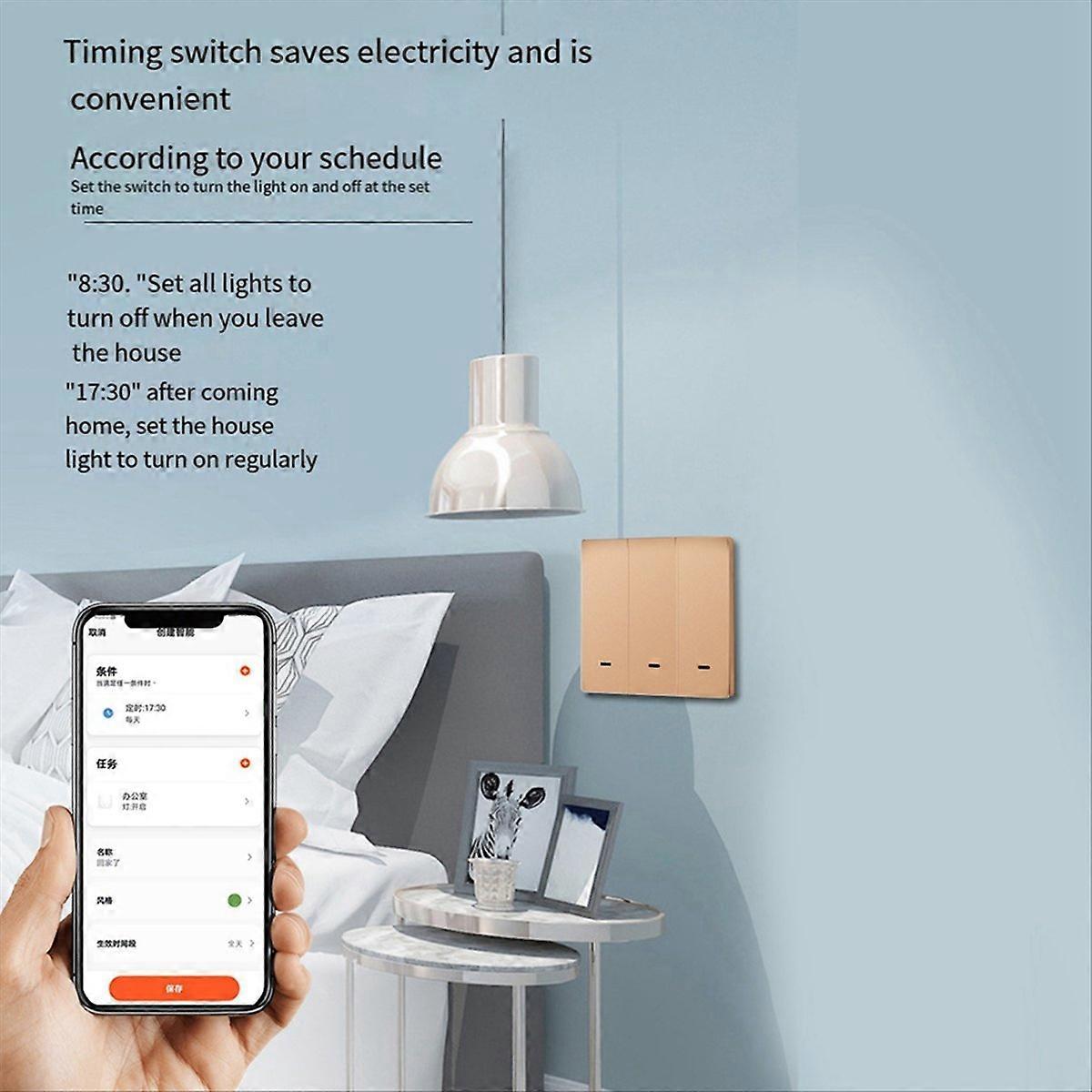  Tuya Smart Switch Zero Fire Line 3 Switch Gold