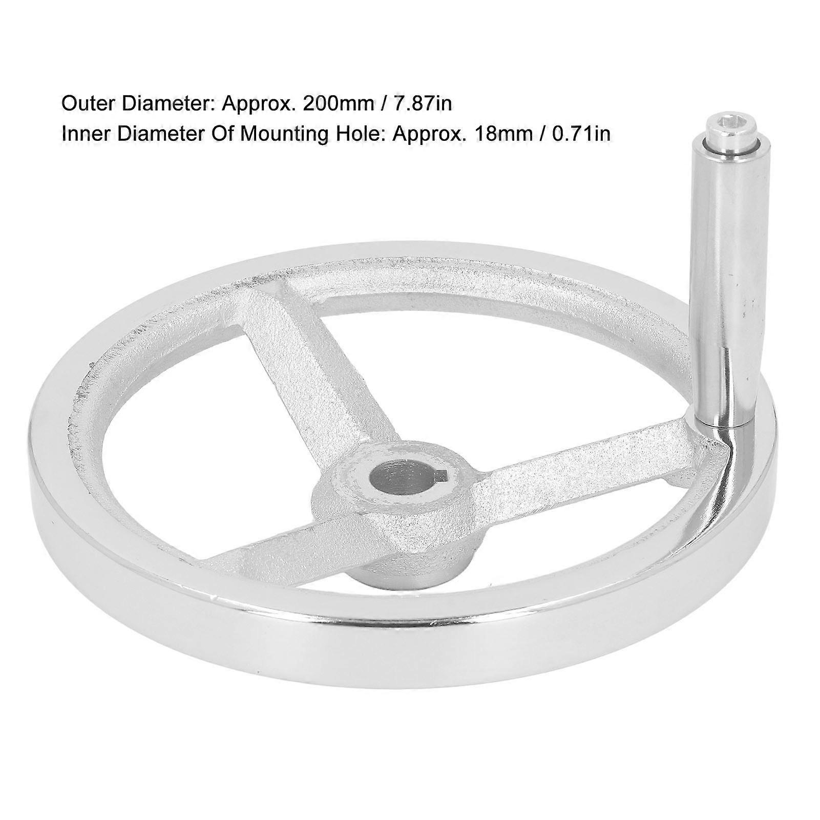 18 X 200mm Lathe Hand Wheel Cast Iron Round Handwheel with Handle for Milling Machine Grinder