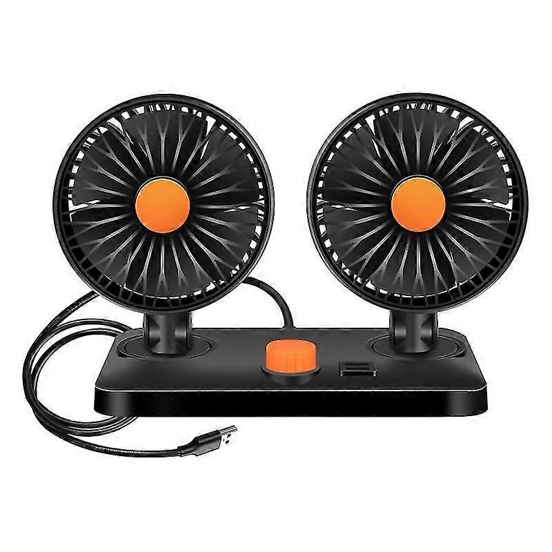 USB Fan for Car, Dual Head Fan with Variable Speed, Small Car Fan, Rotation Strong Wind, USB Persona
