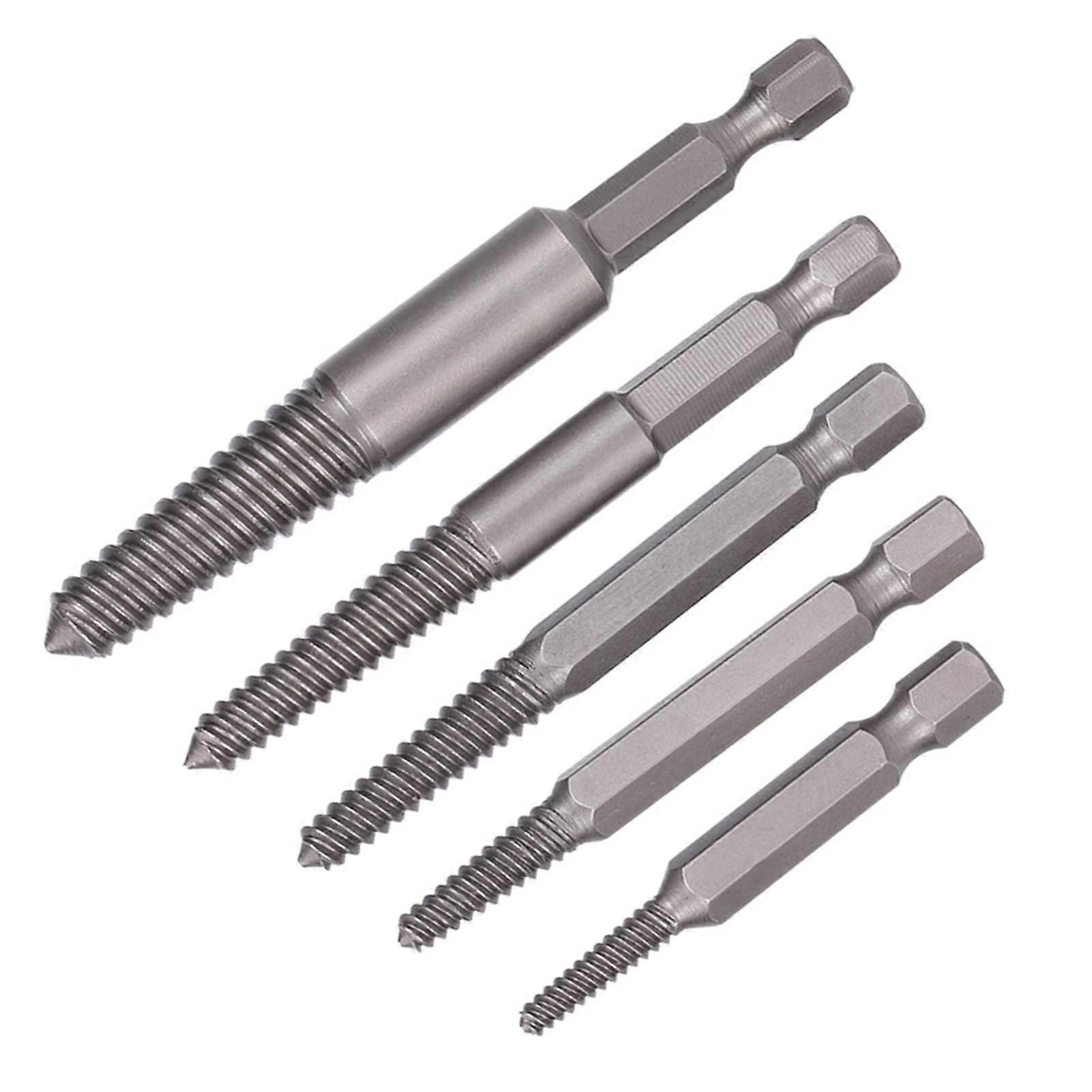 5pcs Broken Screw Extractor Hex Shank Fine Teeth Damaged Bolts Removal Tool Easy Out Kit