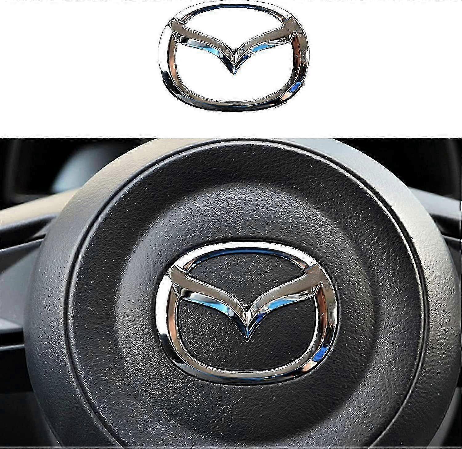Ulepszony emblemat na kierownicę w kolorze chromowanego srebra do modeli Mazda 3, 6, CX-3, CX-5, CX-9 – zgodność z Pingiem z 2024 r.
